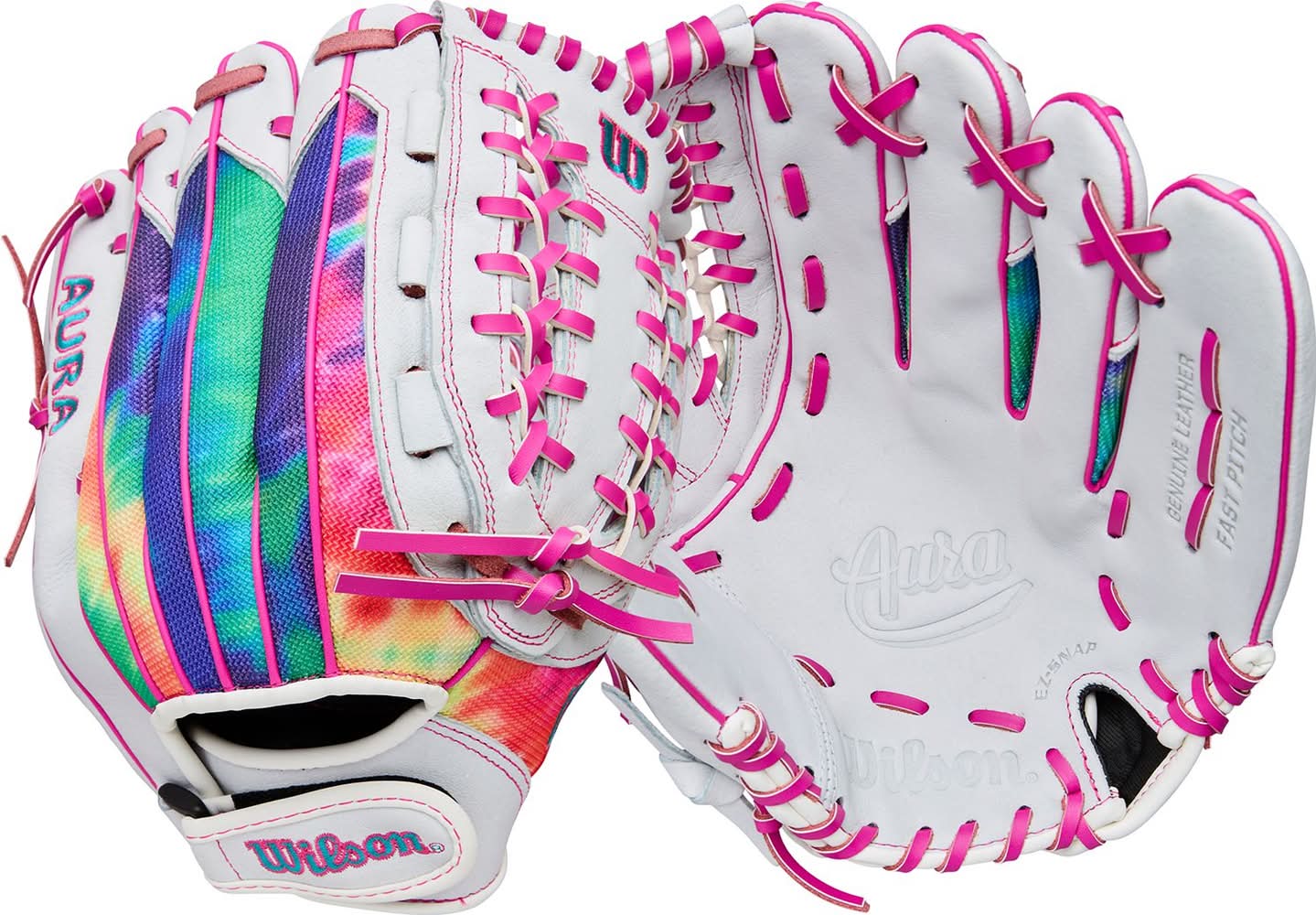 Wilson 12" Girls' A440 Aura Series Glove (White/Tie Dye)