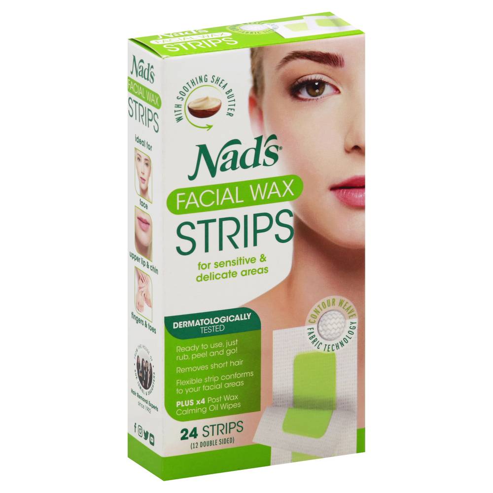 Nad's With Soothing Shea Butter Facial Wax Strips (24 ct)