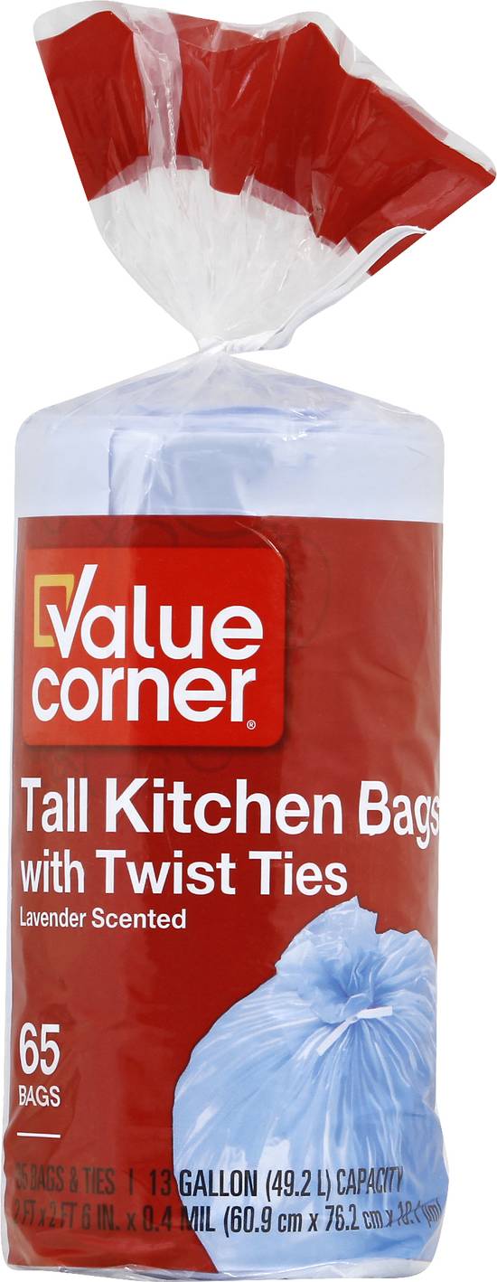 Value Corner Kitchen Bag Tall Lavender Scented - 65 Count - Safeway