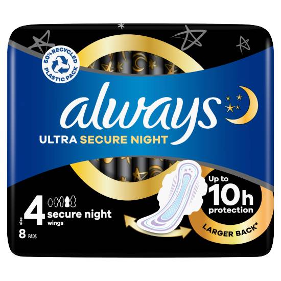 Always Ultra Secure Night Sanitary Pads With Wings