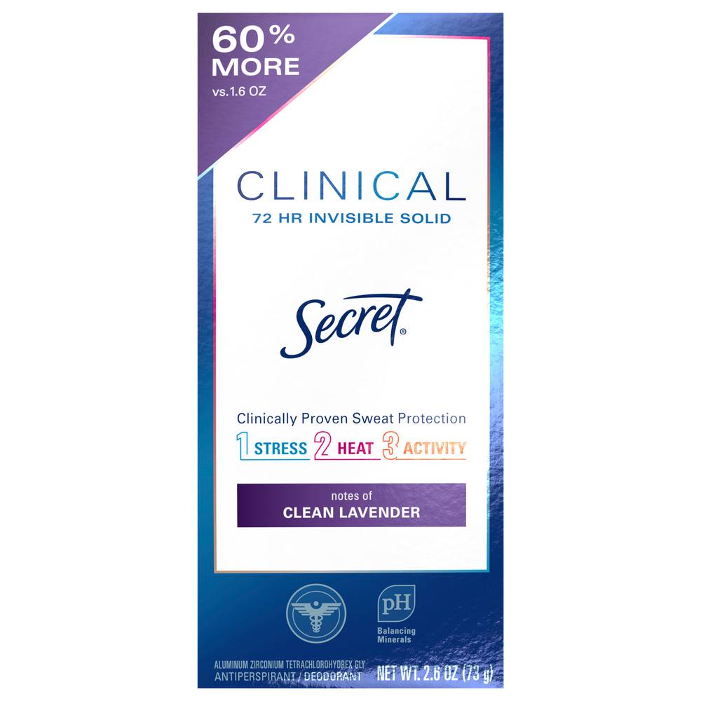 SECRET Clinical Invisible Solid Clean Lavender Antiperspirant/Deodorant (2.6 oz)