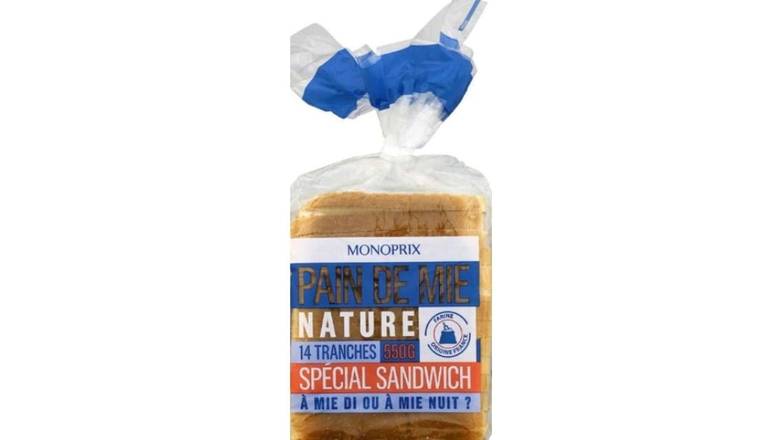 Monoprix Pain de mie nature spécial sandwich Le paquet de 14 tranches - 550 g