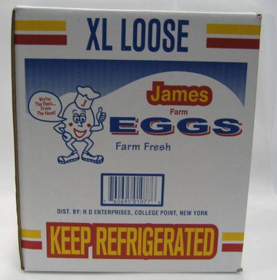 James Farm - Grade A Extra Large Loose Eggs - 15 Dozen (Case of 1)