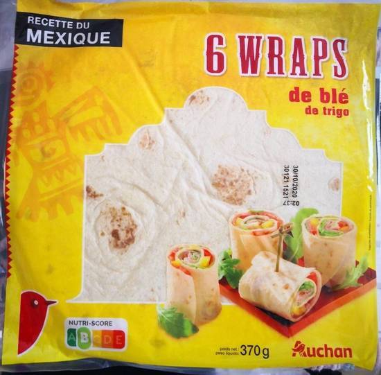 6 wraps de blé de trigo - auchan - 370g