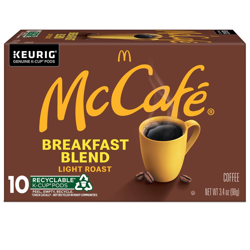 Mccafe Breakfast Blend Light Roast K-Cup Pods, 10 Ct