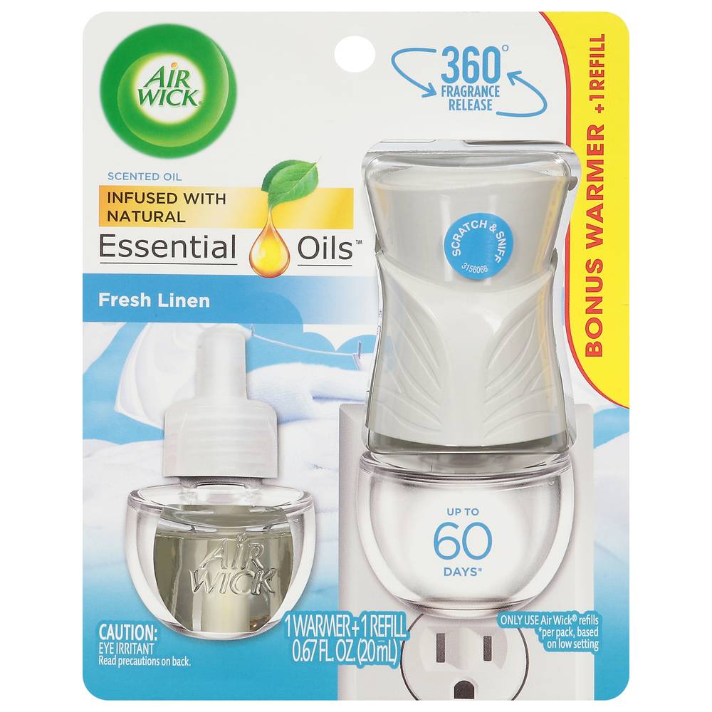 Air Wick Fresh Linen Fragrance Scent Oil Air Freshener + Warmer (0.67 fl oz)