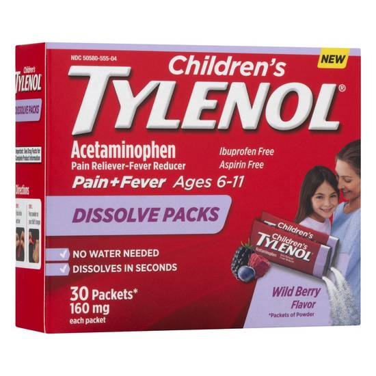 Tylenol Wild Berry Flavor Children's Pain & Fever Reducer (30 x 0.05 oz)