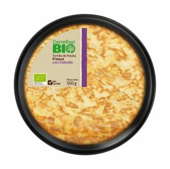 Tortilla de patatas con cebolla ecológica Carrefour Bio sin gluten 500 g.