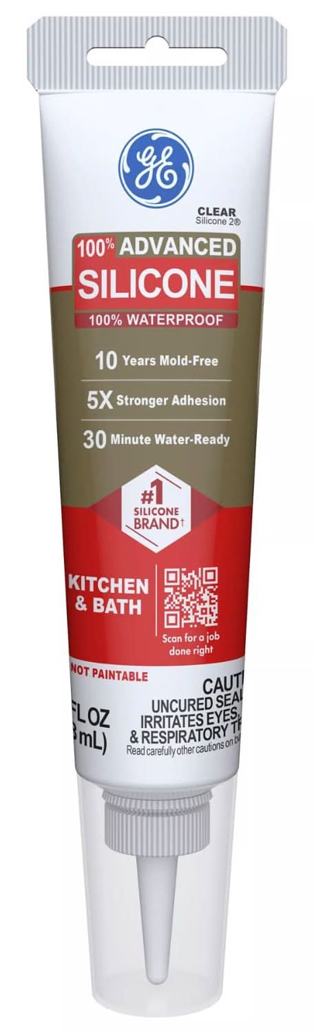Ge Advanced Clear Silicone 2 Kitchen And Bath Caulk Sealant 2.8 Oz