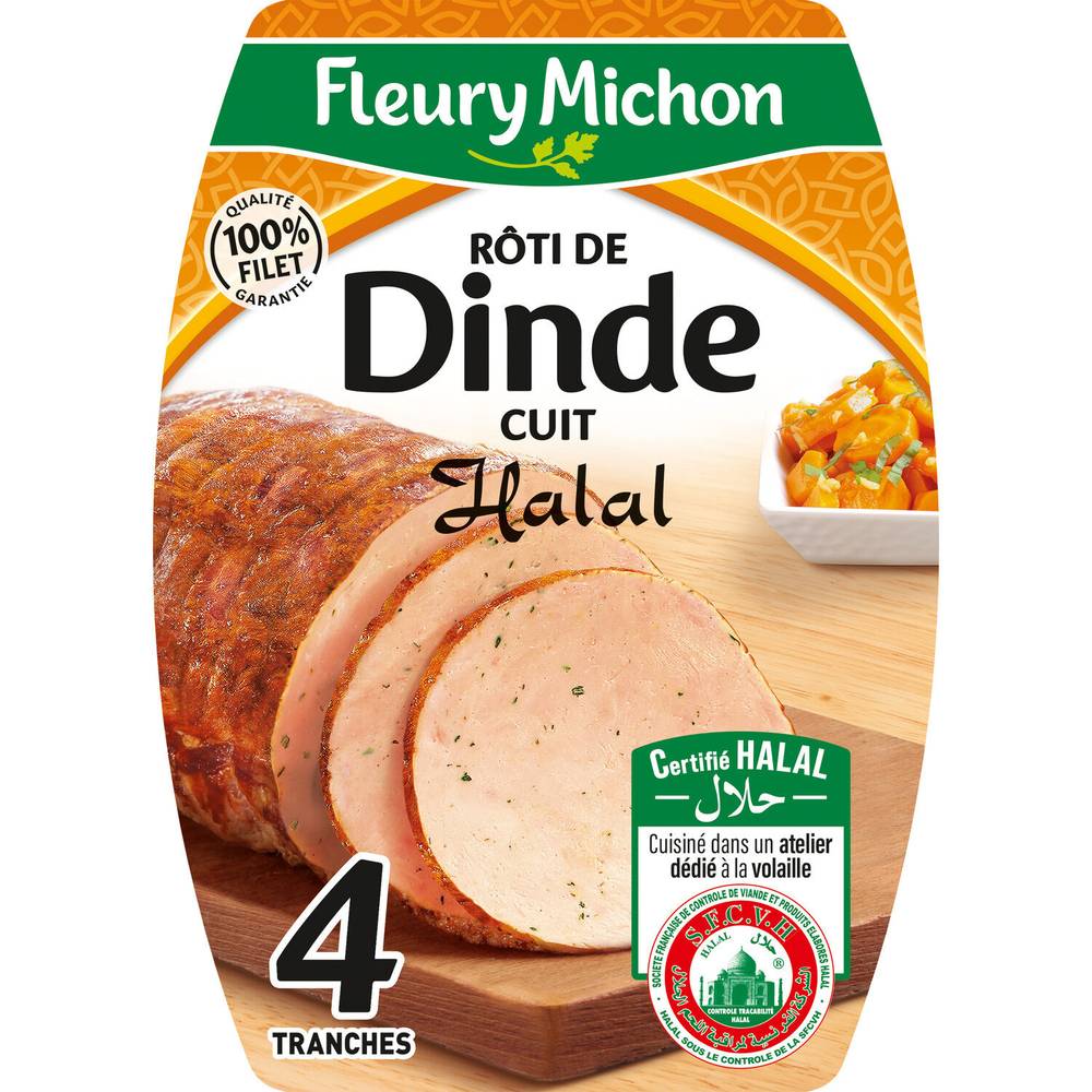 Fleury Michon - Rôti de dinde halal cuit (4 pièces)
