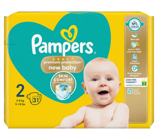 Pampers Size 2, Premium Protection New Baby Nappies (31 pack)