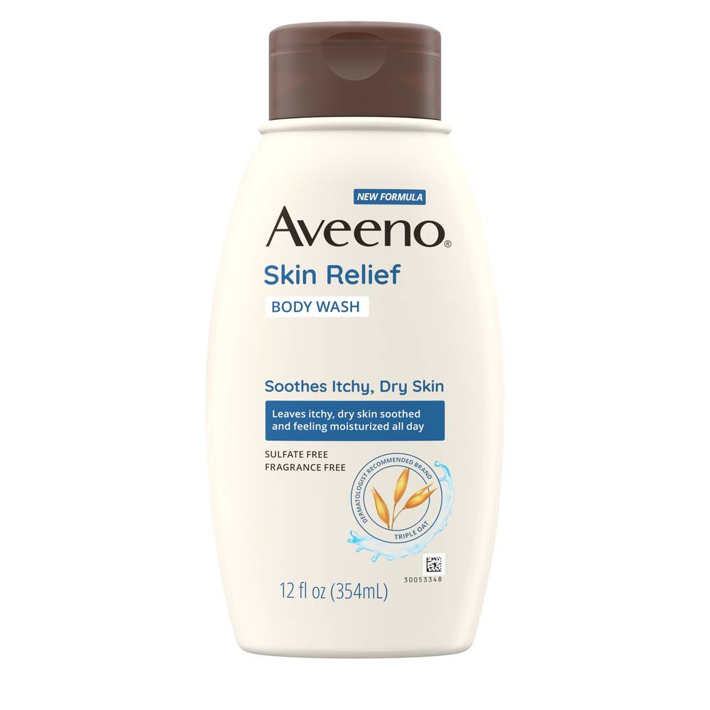 Aveeno Skin Relief Fragrance-Free Body Wash for Dry Skin, 12 OZ