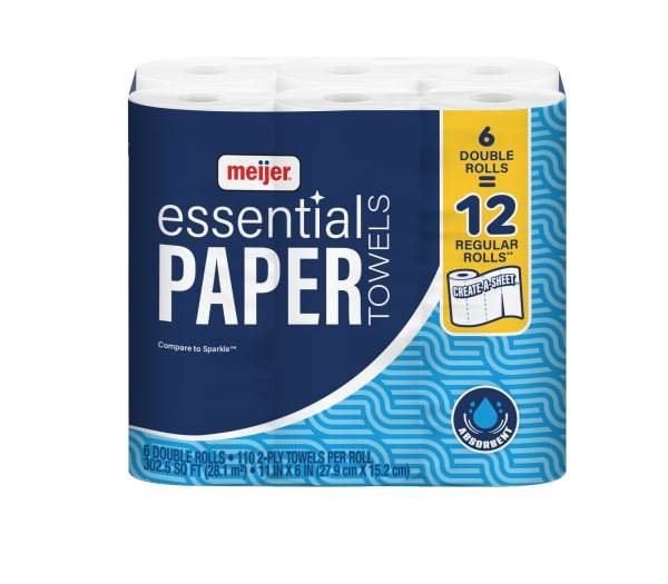 Meijer Essential Double Roll Paper Towels (6 rolls)