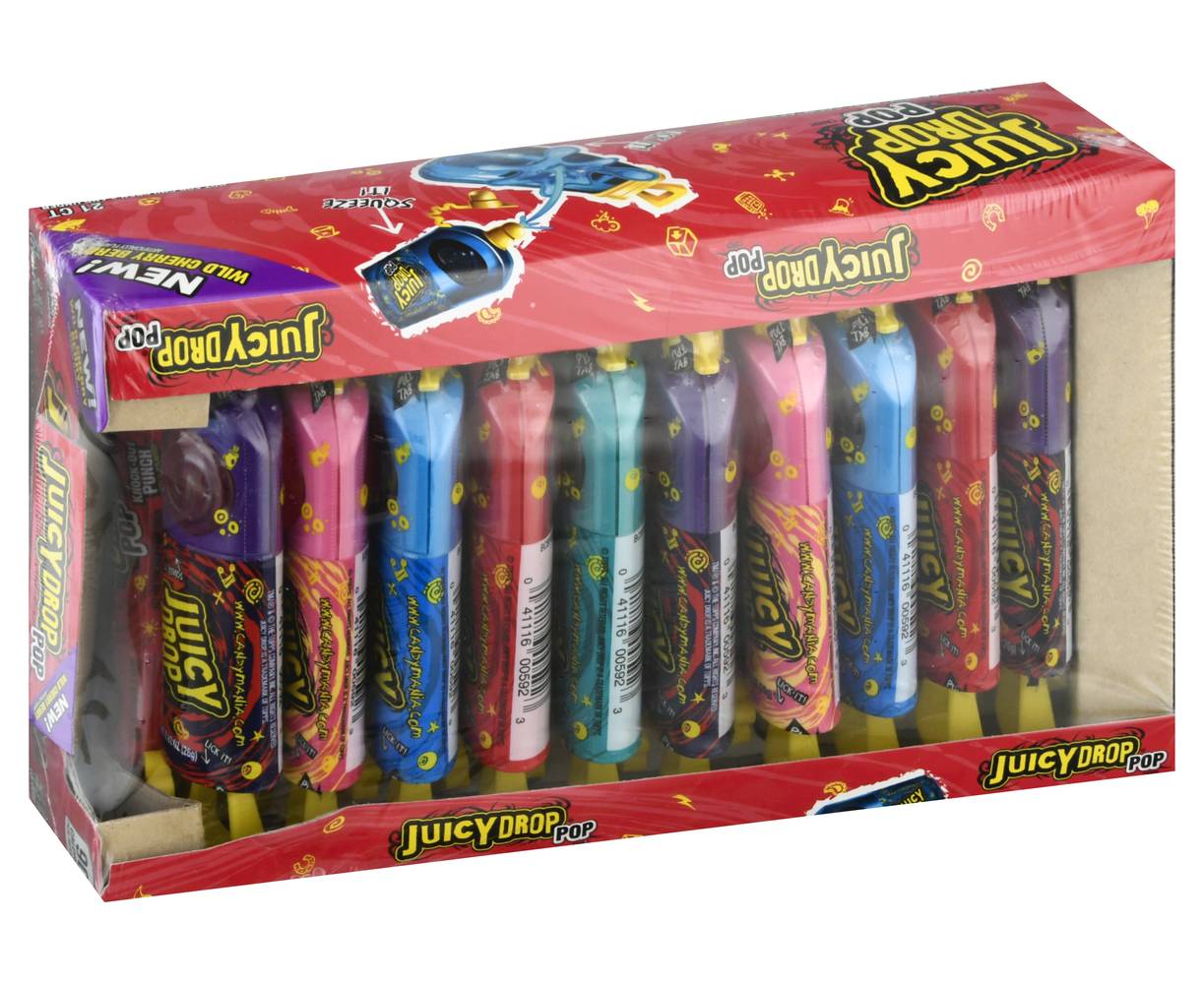 Juicy Drop Pop Hard Candy and Sour Gel, Assorted (0.92 oz, 21 ct)