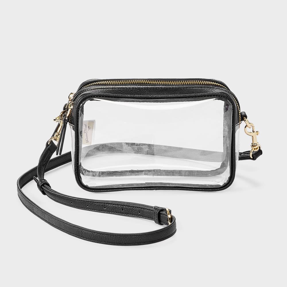 Double Zip Camera Crossbody Handbag - Universal Thread™ Clear Black