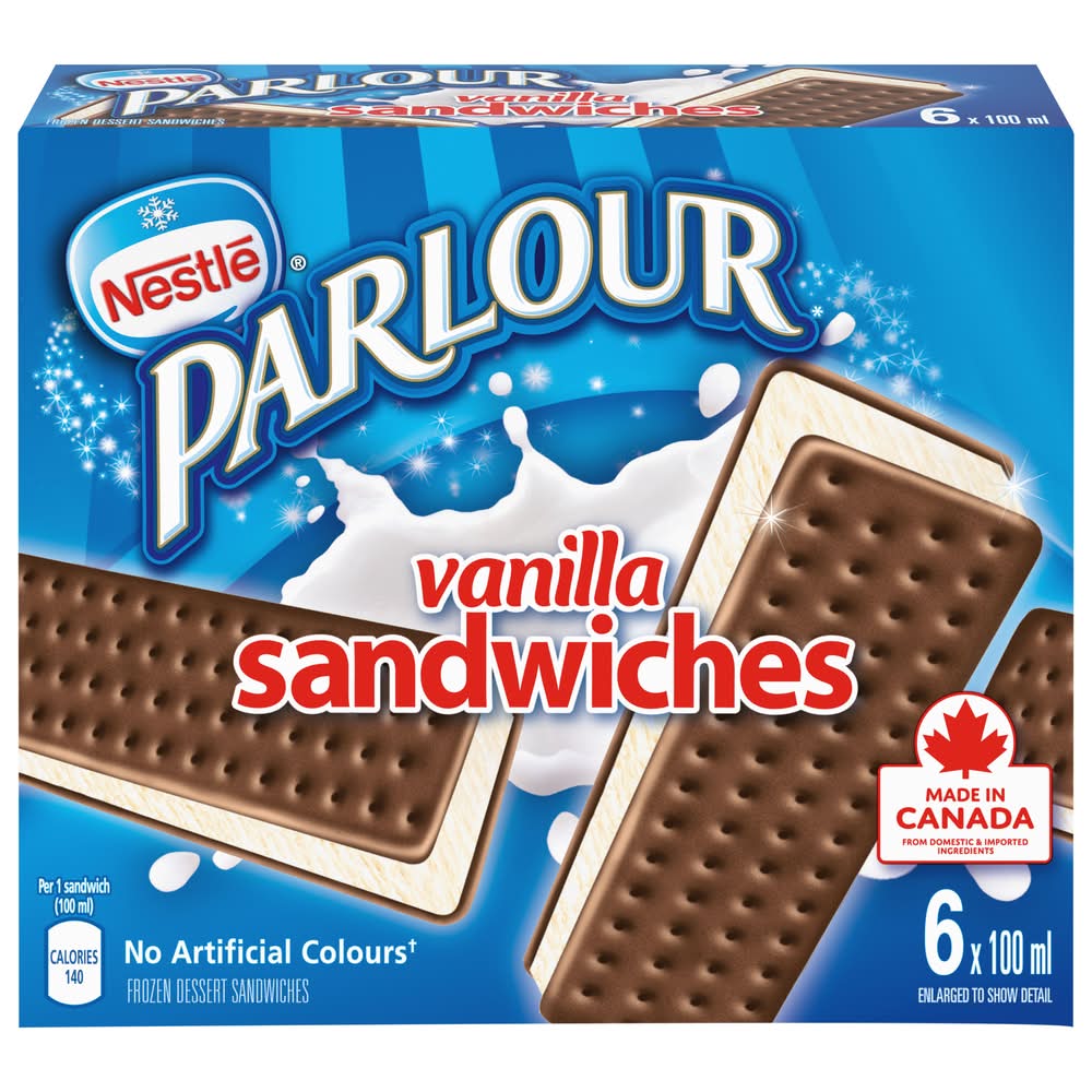 Parlour Ice Cream Sandwiches, Vanilla (600 ml, 6 ct)