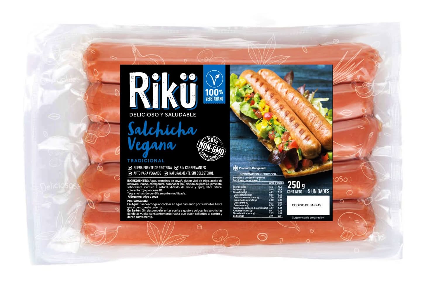Rikü · Salchi vegana tradicional (5 un)