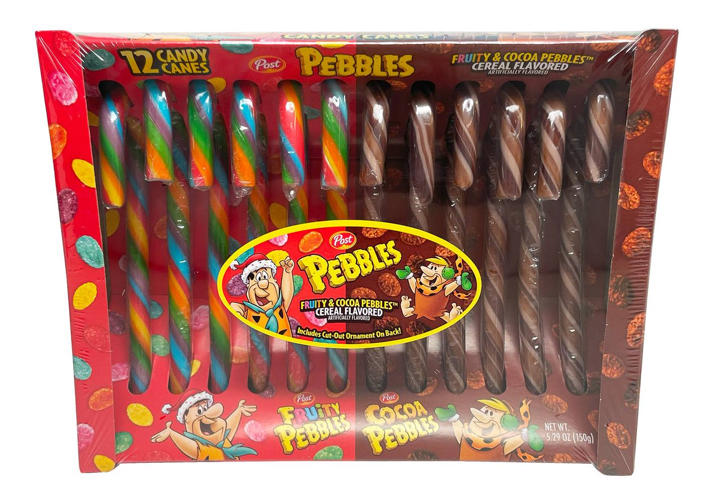 Post Cereal Fruity & Cocoa Pebbles Candy Canes - 12 Ct