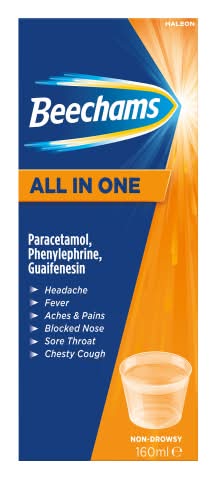 Beechams All in One Liquid, Cold and Flu Relief With Paracetamol (160ml)