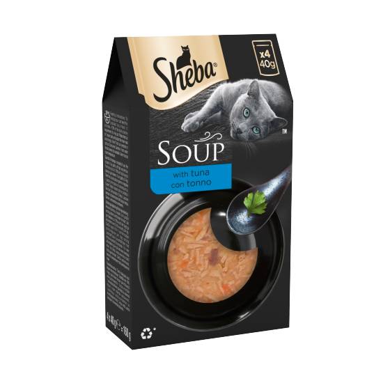 Sheba Classics Soup Adult 1+ Wet Cat Food Pouches With Tuna Fillets 4 X 40g