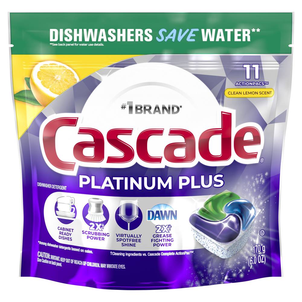 Cascade Platinum Plus Dishwasher Pods - Lemon, 11 ct