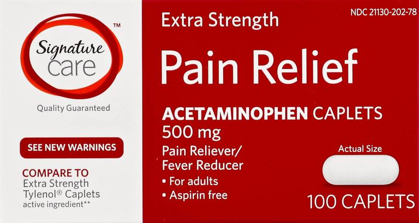 Signature Care Extra Strength Pain Relief 500 mg Acetaminophen (100 ct)