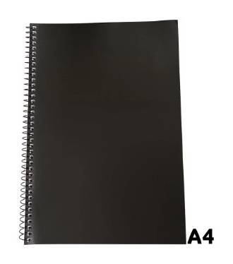 Nutmeg A4, Black, Wiro Paperback Notebook