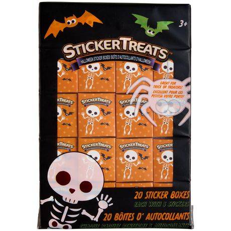 20Ct Sticker Treat Boxes - Skeleton