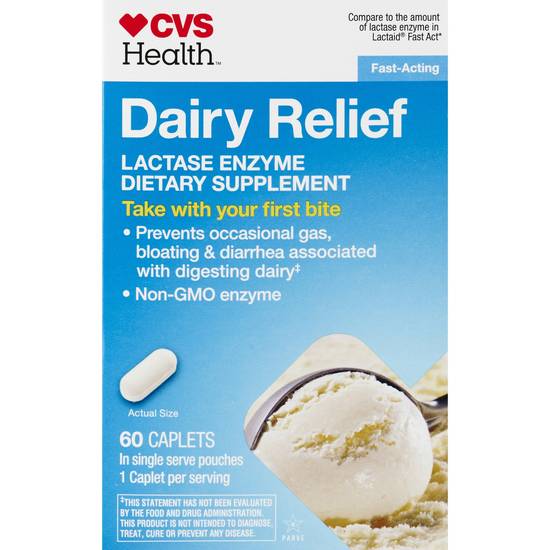 CVS Health Dairy Relief Fast Acting Caplets, 125 CT