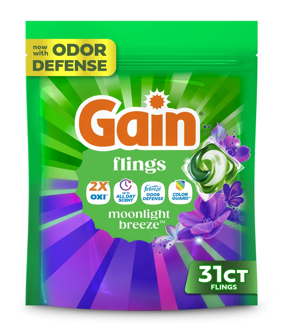 Gain Flings Soap Laundry Detergent, Moonlight Breeze (22 oz)