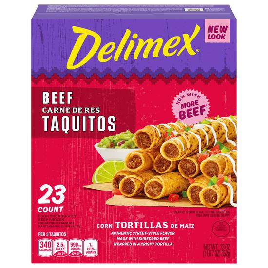 Delimex Authentic Street-Style Flavor Shredded Beef Taquitos(23 Ct)