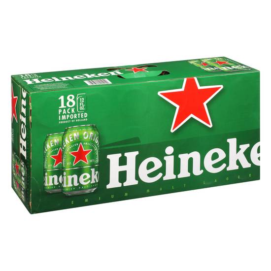 Heineken Malt Lager Beer (18 ct, 12 fl oz)