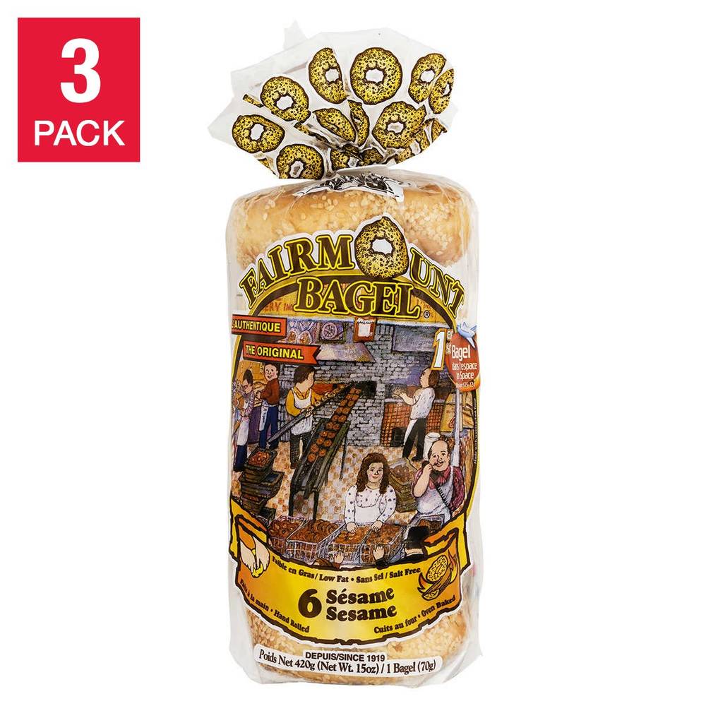 Fairmount Bagel L'Authentique Avec Graines de Sésame - Original with Sesame Seed (3 x 420 g)