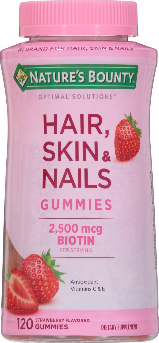 Nature's Bounty Strawberry Flavored 2500 Mcg Hair Skin & Nails Gummies