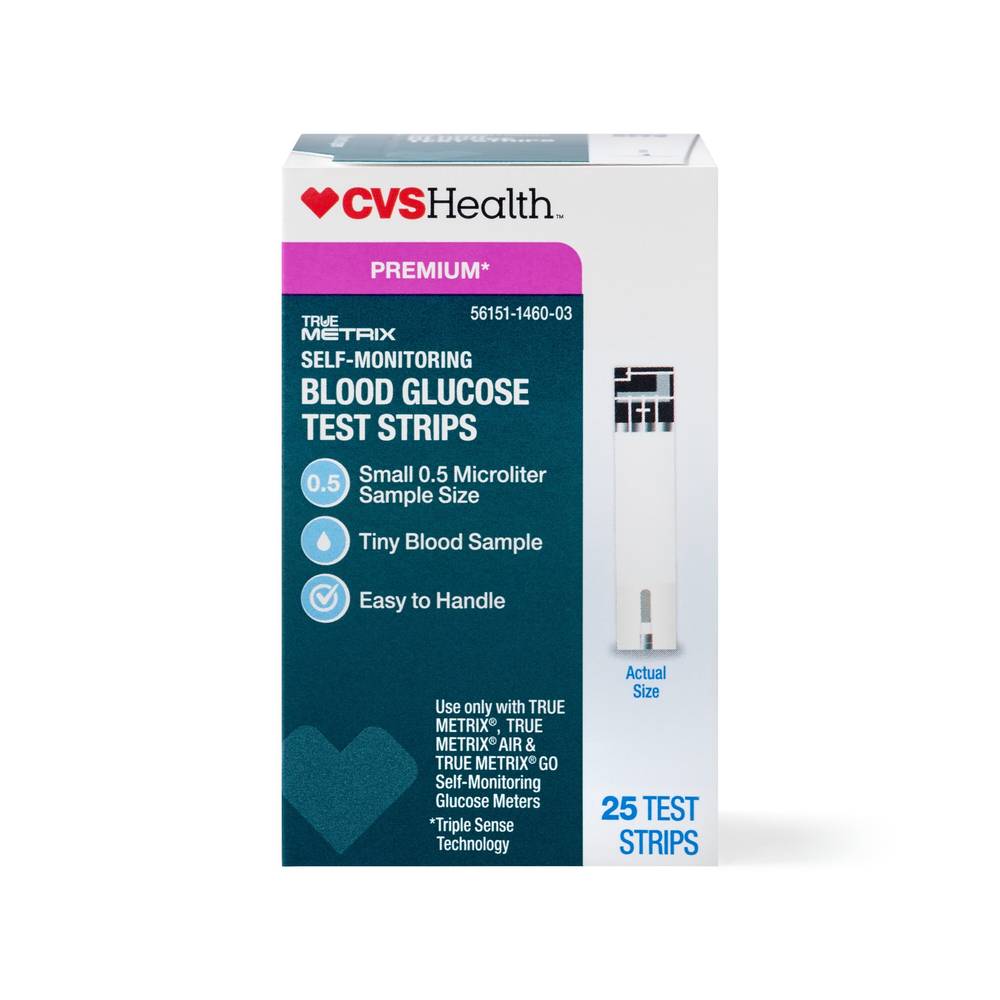 CVS Health True Metrix Self Monitoring Blood Glucose Test Strips, 25 CT