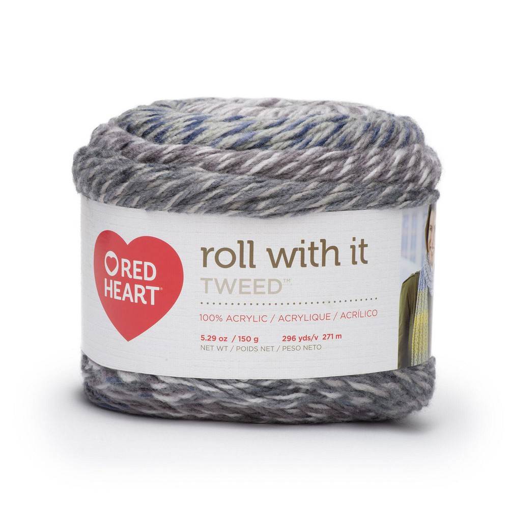 Yarnspirations Red Heart Roll With It Tweed Yarn Stormy Blues Delivery