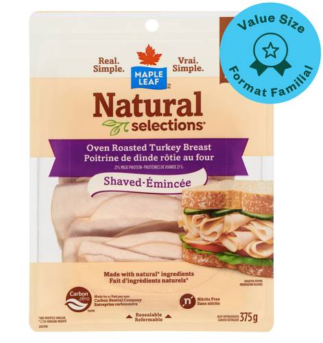 Maple Leaf Natural Selections Shaved Oven Roasted Turkey Breast (375 g)