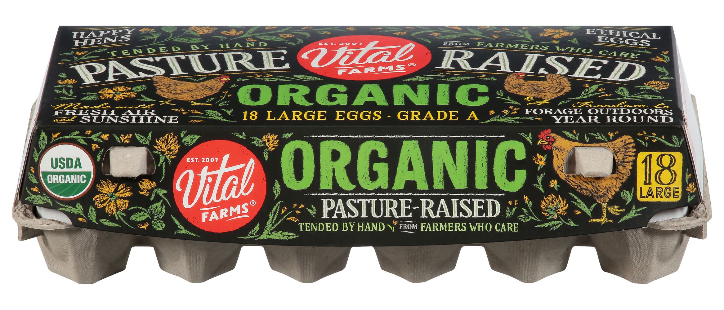 Vital Farms Organic Pasture Raised Grade a Eggs, L (36 oz, 18 ct)