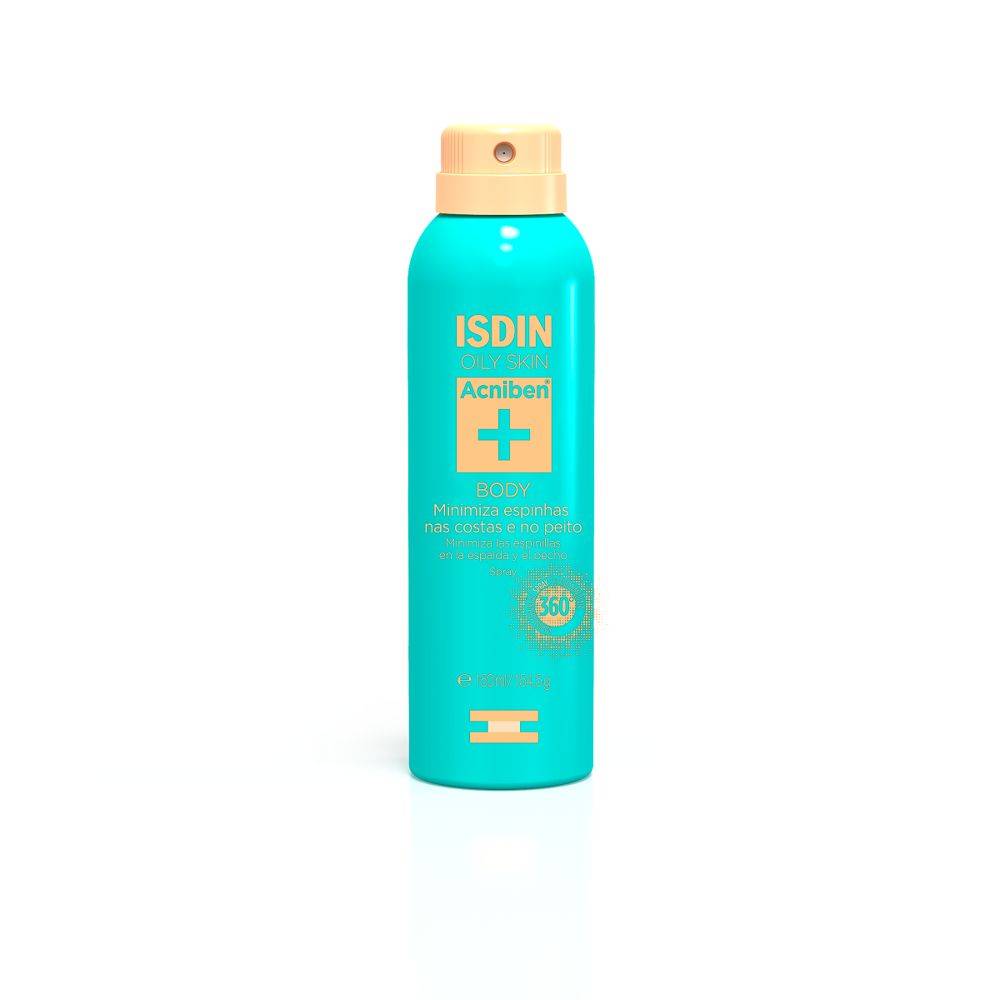 Isdin oily skin spray acniben minimiza espinhas nas costas e no peito (150 ml)