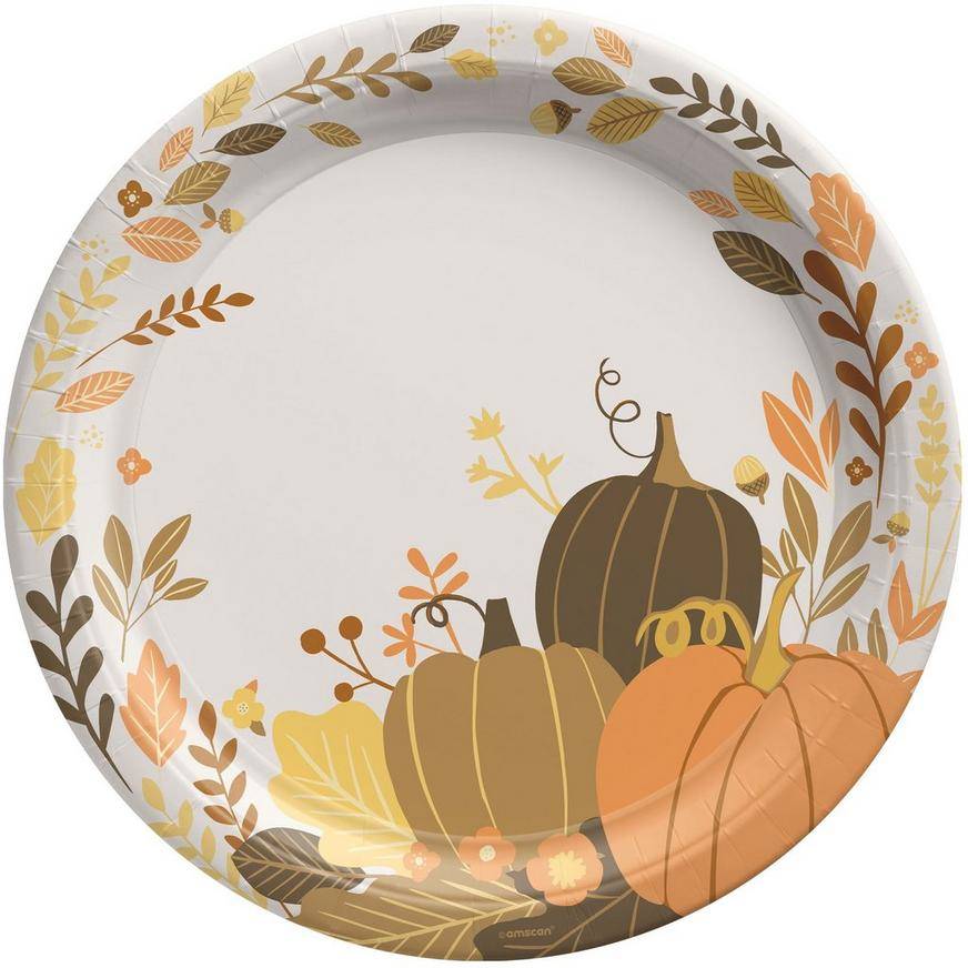 Party City Golden Autumn Paper Dinner Plate, 10.5in (8 ct)