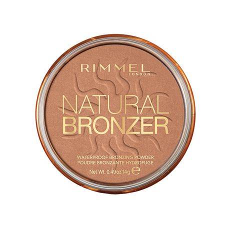 Rimmel Natural Bronzer, waterproof, Sunkissed Finish, blends effortlessly, up to 10H wear, 100% Cruelty-Free (Color: Sunlit Bronze)