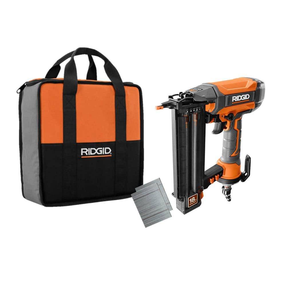 Ridgid Pneumatic 18-Gauge 2-1/8 In. Brad Nailer With Clean Drive Technology, And Tool Bag