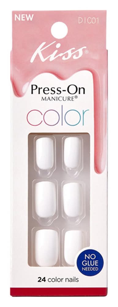 KISS Manicure Press-On Nails, M, White (24 ct)