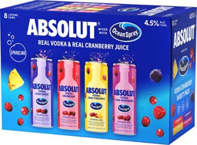 Absolut Real Vodka Cranberry Juice (8 pack, 1.5 fl oz) (assorted)