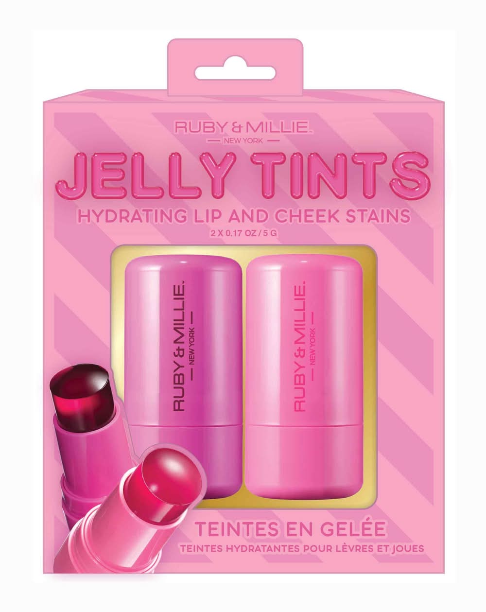 Ruby & Millie Jelly Tints Lip and Cheek Stains, Sprinkle Blast (2.5 g, 2 ct)