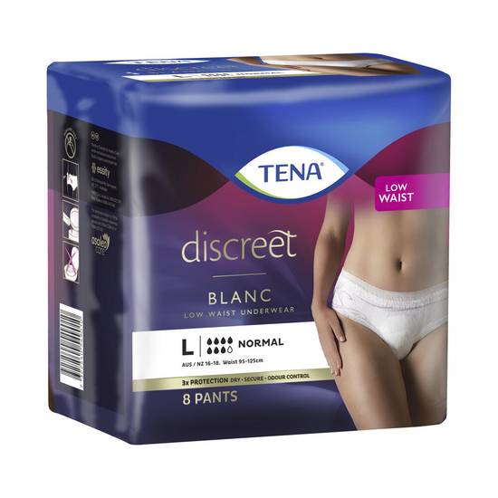 Tena Discreet Blanc Incontinence Pant For Women Normal Large 8 pack