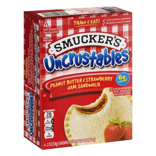 Smucker's Uncrustables Peanut Butter & Strawberry Jam Sandwich (4 x 2 oz)