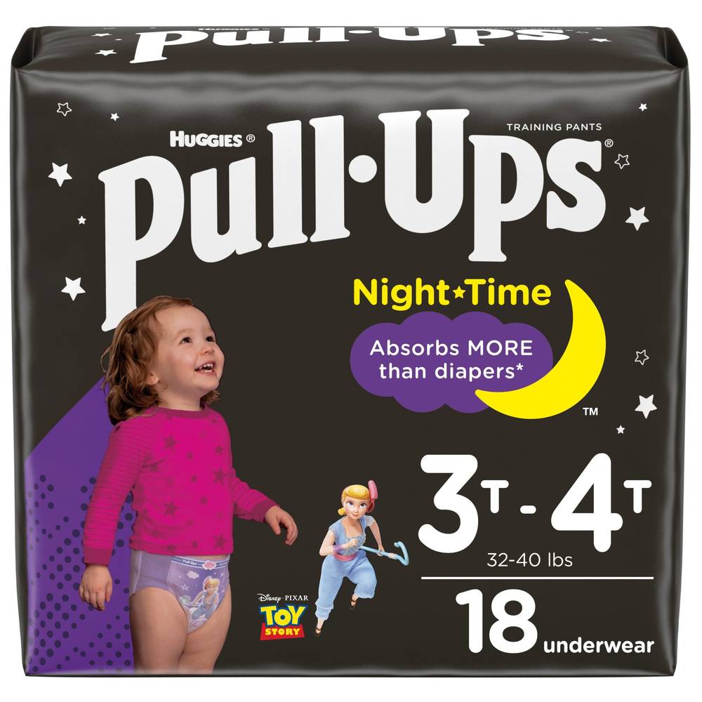Huggies Pull-Ups Night Time Girls' Training Pants, 3T-4T, 18 CT