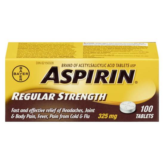 Aspirin Regular Strength Pain Relief Tablets (100 units)