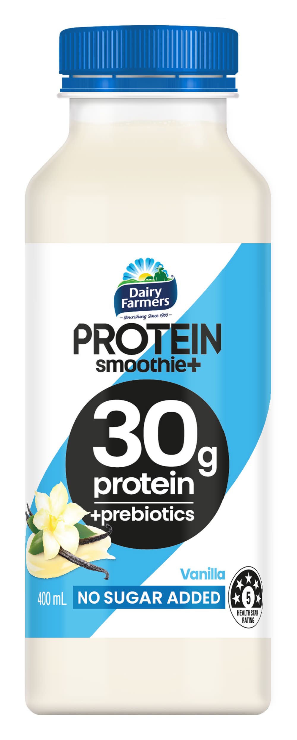 Dairy Farmers No Sugar Added Protein Smoothie Prebiotic Drink, Vanilla (400mL)
